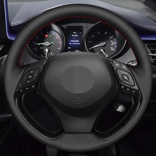 Car Products DIY Black Genuine Leather Car Accessories Steering Wheel Cover For Toyota C-HR CHR 2016 2017 2018 2019 2020