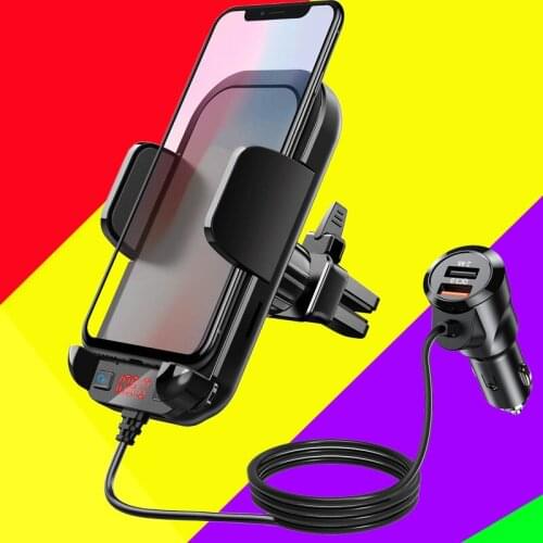 Car Air Vent FM Transmitter Bluetooth 5.0 Handsfree Lossless MP3 Player Support TF U Disk QC3.0 Quick Charger with Phone Holder