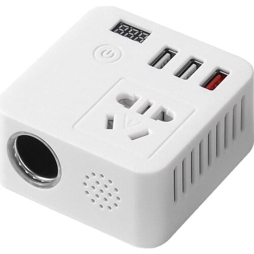 Car Inverter 150W 12V/24V DC To 220V AC Cigarette Lighter Power Supply Inverter Adapter with QC 3.0 USB Charger Fast Charging