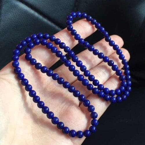 Genuine Natural Royal Blue Lapis Lazuli 3 laps Bracelet Women Men Love Gift Round Beads Luxury Crystal Bracelet Jewelry