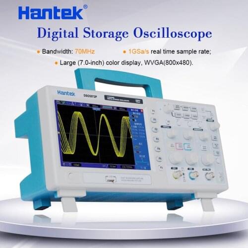 Hantek DSO5072P Digital Storage Oscilloscope 70MHz 2Channels 1GSa/s d Length 24K USB DSO 5072 7" TFT WVGA(800x480)P