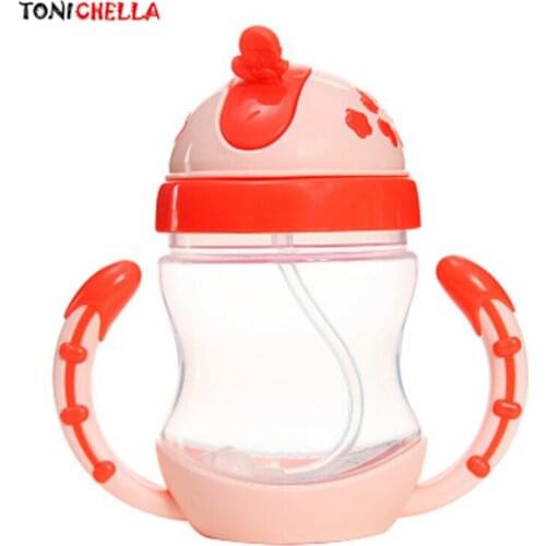 Colorful Baby Children Learn Drinking Flasks With Silicone Straw Bottle Drinking Infants Thermos Cup Portable Travel Mug T0381