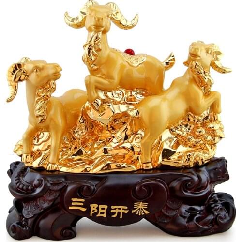 Southeast Asia home company Shop decorative efficacious Talisman Bring business MONEY good luck SAN YANG KAI TAI gilding statue