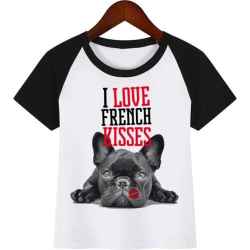 Kids Cartoon French Bulldog Diy Print T Shirt Design Summer Tops Boys and Girls Casual Streetwear T-shirt