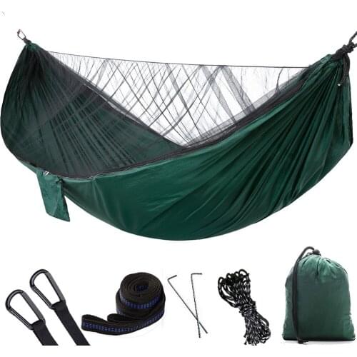 Mosquito net hammock anti-mosquito outdoor camping camping speed open multi-purpose army green hammock lengthened 290*140