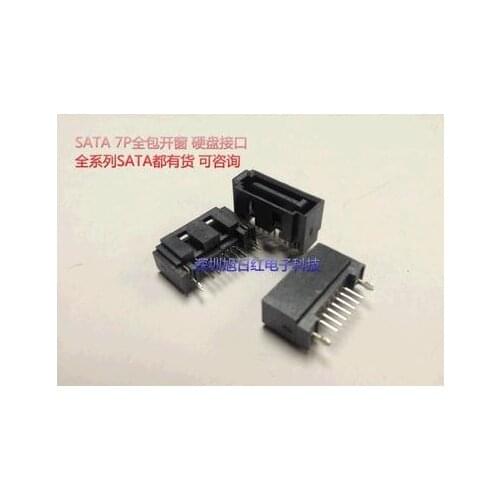 SATA 7P hard disk interface package window 180 degree plate with fork pin connector socket / Pisces