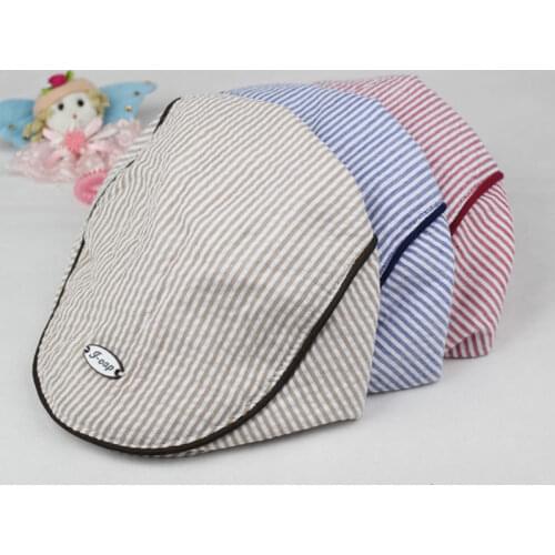 Toddler Children Sun Hats Baby Cap Boys Striped Hat with Letter for Summer Spring Newborn Photography Props Baseball Cap 3 Color