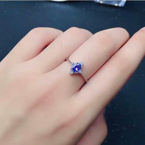 VVS Grade Tanzanite Ring for Engagement 4mm*6mm Natural Tanzanite Wedding Ring Solid 925 Silver Tanzanite Jewelry