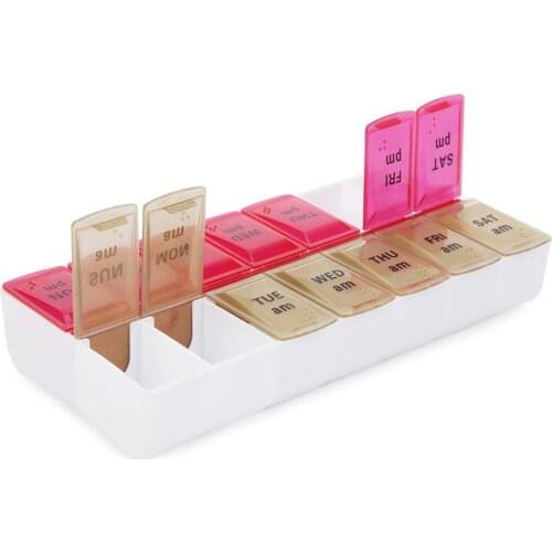 14Grids 7 Days Weekly Pill Case Medicine Tablet Dispenser Organizer Pill Box Weekly Splitters Pill Storage Container