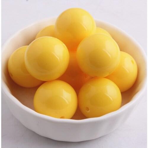 Kwoi vita 65 Color Stocks Yellow Color Chunky 20MM 100pcs Acrylic Solid Bubble Gumball Beads for Kids Necklace Jewelry