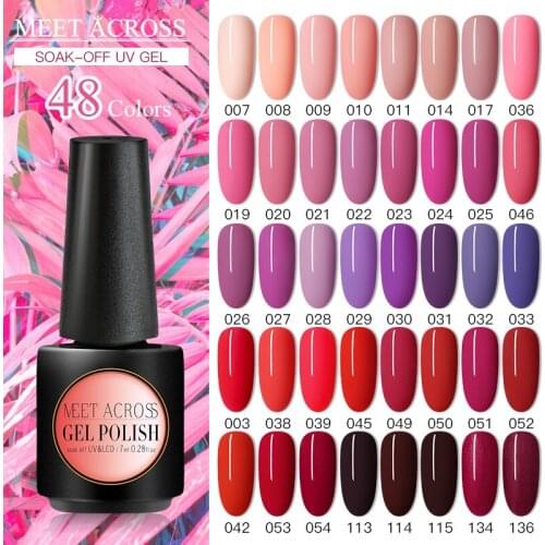 MEET ACROSS 7ML Clearance Nail Gel Polish Pure Red Nails Polish Regular Vernis Semi Permanent Uv Base To Hybrid Lacquer Manicure