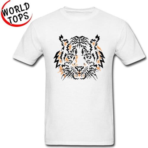 Flashing Tiger Cool White T Shirts Short Sleeve Awesome Design Animal Beast Image Tshirt Mens Funny Cotton Tees Online