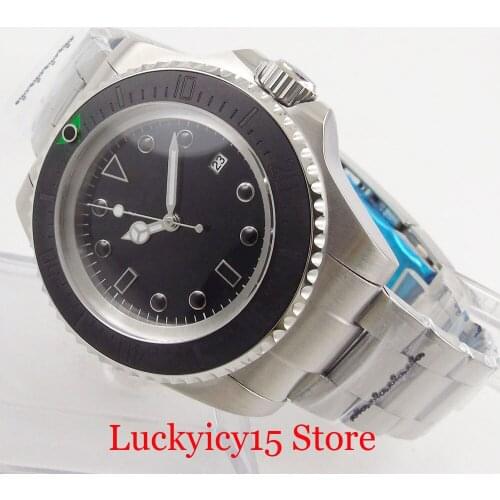 44mm Sterile Dial Men Wristwatch Ceramic Rotating Bezel Stainless Steel Bracelet Deployment Clasp