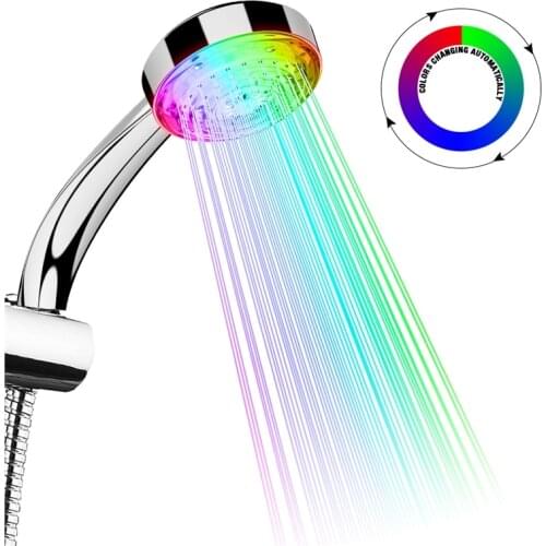 Color Changing Shower Head Led Light Glowing Automatic 7 Color Changing Automatic Handheld Water Saving Shower Bathroom Decor