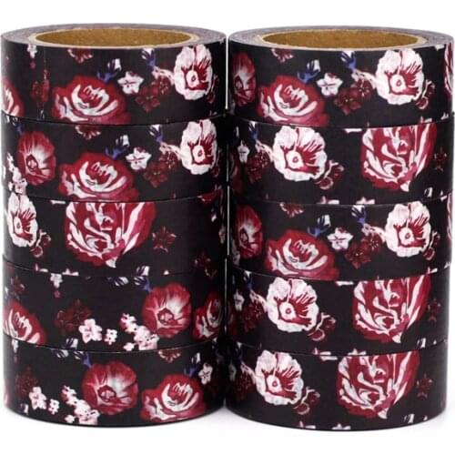 NEW 10pcs/Lot Decorative Cute Blooming Flowers Washi Tapes Japanese Paper Scrapbook Planner Adhesive Masking Tape Stationery