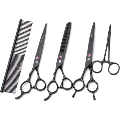 Dog Grooming Scissors Left-Hand 7.0" Purple Dragon Cutting Scissors Thinning Shears Curved Shears Professional Pets Shears Z4006