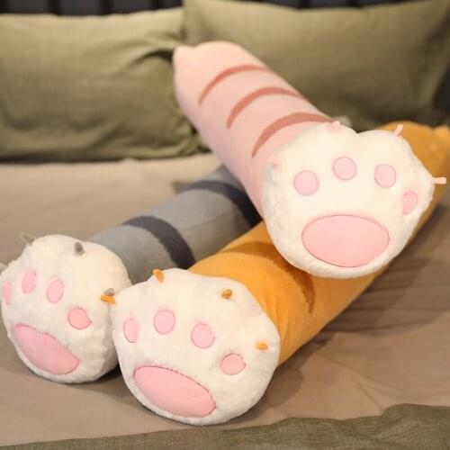 New 100cm/140cm Cute Long Cat Paw Pillow Plush Toy Soft Stuffed Plush Animal Kids Gift Home Decor Cushion Girl Birthday Gift