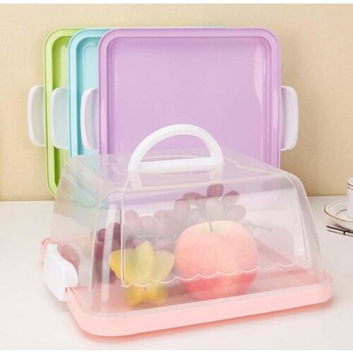 Portable Plastic Square Cake Box Cupcake Dessert Container Case Handheld Carrier