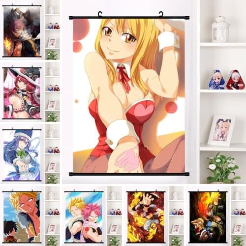 Fairy Tail Poster Decor Art Anime Character Canvas Painting Characters Plastic Hanging Scrolls Home Bedroom Wall Picture Prints