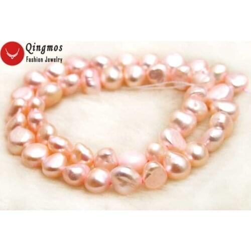 Qingmos 8-9mm Light Pink Baroque Natural Freshwater Pearl Loose Beads for Jewelry Making Necklace Bracelet DIY Strands 14