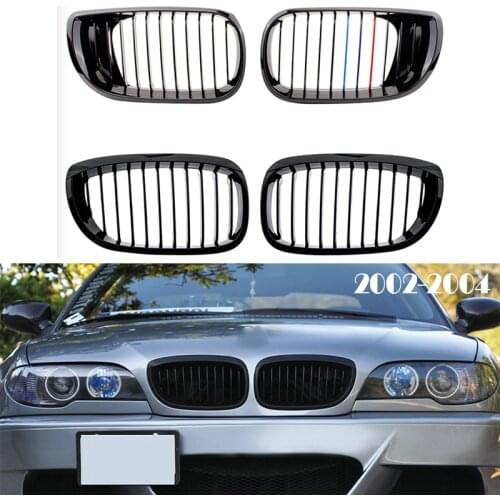 Front Bumper Racing Grills Kidney Grilles For BMW E46 3 Series Coupe M3 2002 2003 2004 2 doors M Power Performance Accessories