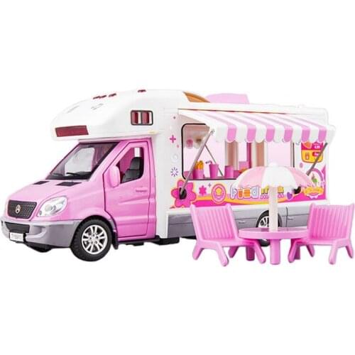 Simulation Amusement Park Dining Car Alloy Car Childrens Sound and Light Toy Car with Dining Table and Chairs