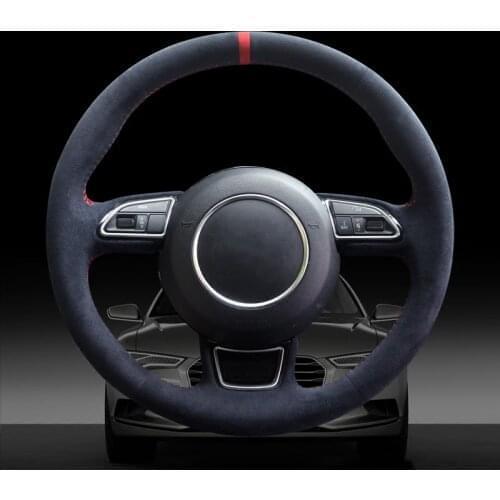 Blue Alcantara Alcantara Hand-stitched Car Steering Wheel Cover for Audi A1 A3 A4 A5 A7