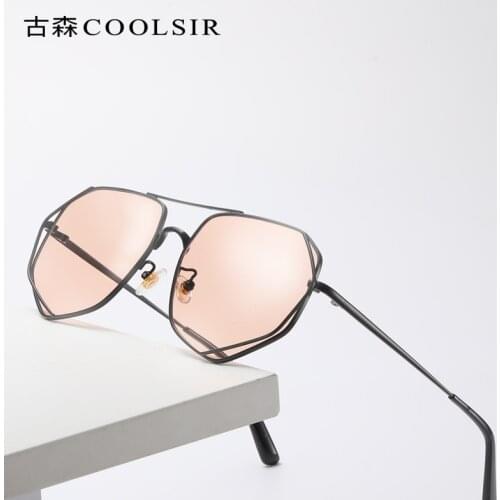 Ladies metal frame, polygonal UV protection sunglasses 6852