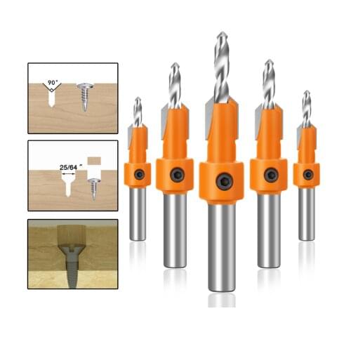 Hss Countersink Drill Bit Woodworking Screws Chamfering Wood Hole Drills Bit Countersinking round Shank Timber plastic Working