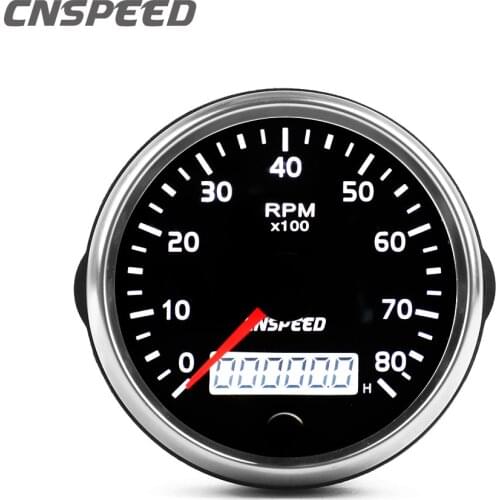 Amber/White Light RPM Gauge With LCD Hourmeter 85MM Tachometer 0-8000RPM 12V/24V Tacho Meter For Gasoline Petrol Boat Car Marine