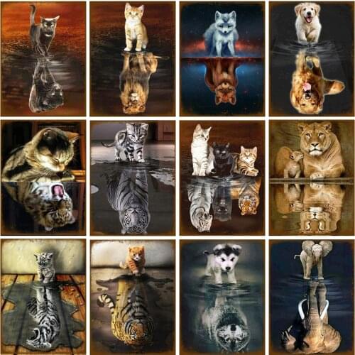 Retro Metal Tin Signs Animals Elephants Mermaids Lion Tiger Cat Reflections Poster Plaque Pub Bar Art Stickers Wall Decor