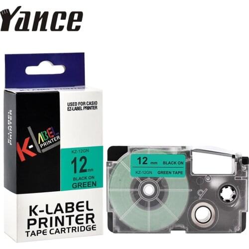 Yance XR-12GN XR 12GN 12mm Black on Green label printer tape Compatible for Casio EZ label maker printer KL-60-L KL-60SR KL-170