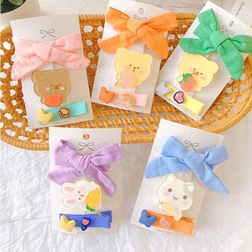 Candy Color Bow Cat Bear Hairpin Hair Clips Women Hair Pins Duckbill Clip Hair Barrette Accessories