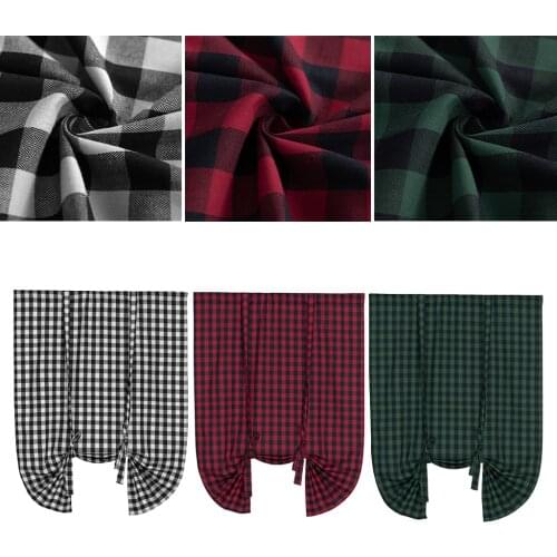 Tie Up Shade Buffalo Plaid Gingham Fit Farmhouse Window Curtain 42x63' Red