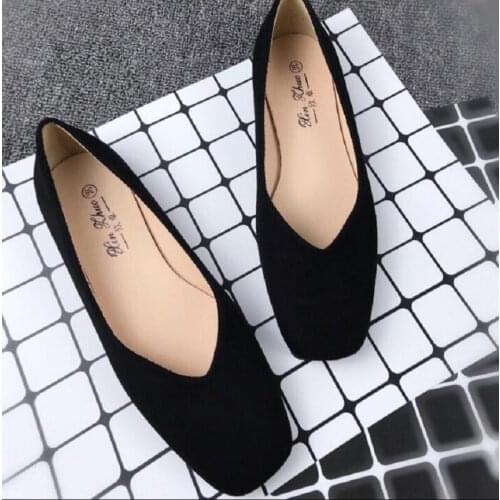 Womens casual shoes 2021 new autumn Flock women flat shoes square head mother flat shoes Plus Size #31-44