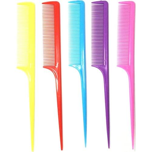 Hot Sale 1PC/10PCS Random Color Hair Comb Salon Brush Styling Hairdressing Tail Plastic Comb Set With Thin And Long Handle