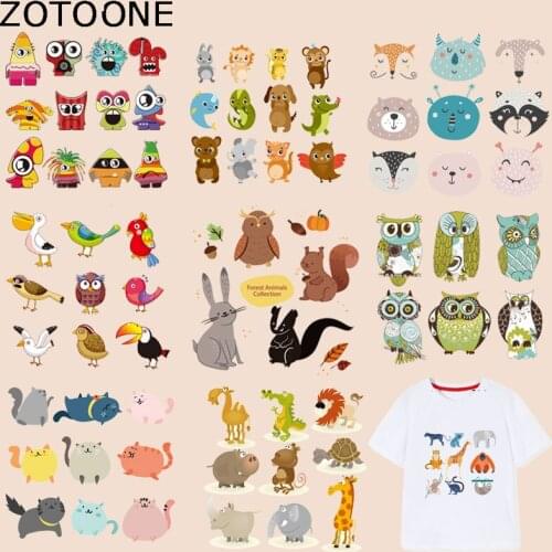 ZOTOONE Cute Animal Patch Owl Sticker Cat Iron on Patches for Clothing Heat Transfers Diy Accessory Appliques Washable Sticker G