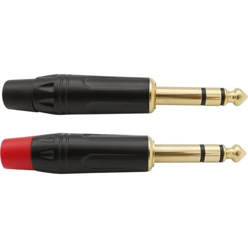 2Pcs/lot 6.35mm 3 Pole Stereo Male Plug Microphone Wiring Connector 1/4" 6.35 Plug Stereo DIY Soldering Cable Wire Connecters