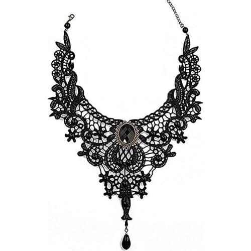 2021 Black Lace Necklace Gothic Lolita Pendant Choker Clothing Accessories For Wedding Birthday Hallowen Christmas Custume