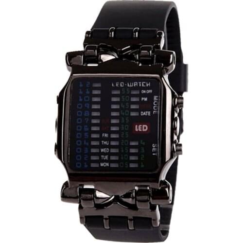 2021 Hot Selling Korean Binary Electronic Watch Cool Crab Colorful Lights Mens LED Watch Student Watch Bulk Items Wholesale New