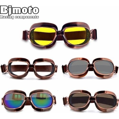 BJMOTO Hot Motorcycle Accessory Scooter Goggle Pilot Ski Glasses Bike ATV Goggles with Copper Frame for harley style