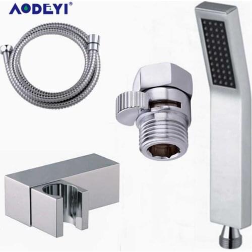 AODEYI Hand Held Shower Sets Brass Hand Shower +1.5M Stainless Steel Shower Hose +Shut Off Valve + Abs Holder 03-197
