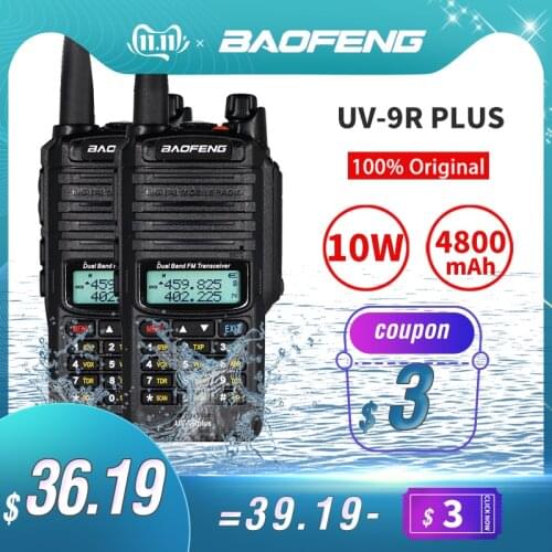 Big Sale! 10W Baofeng UV-9R plus Walkie Talkie Waterproof Portable CB Ham Radio UV 9R Plus Dual Band hf Transceiver Transmitter