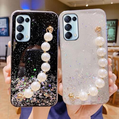 Star Pearl Bracelet Case For OPPO A5 A9 A53 2020 A15 A52 A54 A72 A74 A93 A94 F11 F17 Pro Realme 7 7i C15 C17 C21 XT X7 Pro Cover