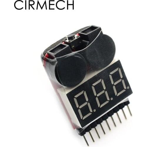CIRMECH 1-8S Lipo/Li-ion/Fe RC Boat Battery 2 In 1 Tester LED Low Voltage Buzzer Alarm for Lipo Li-ion LB88