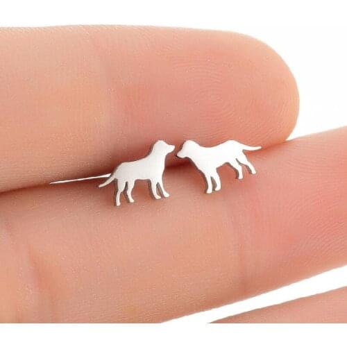 Gold Silver Plated Black Stainless Steel Shepherd Earings Cute Animal Party Bijoux Dog Everyday Pendiente Party Bithday Gifts