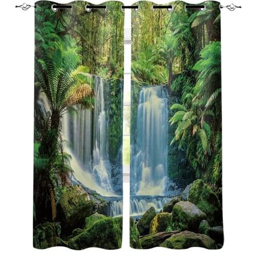 Rainforest Scenic Waterfall Window Interior Curtain Valance Door Room Drape for Kitchen Living Room Bedroom Decoration Curtains