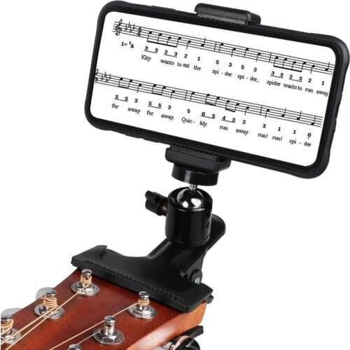 Guitar Head Mobile Phone Holder Clip Live Broadcast Bracket Stand Mobile Phone Tripod Clip Head for iPhone Samsung Smart Phones