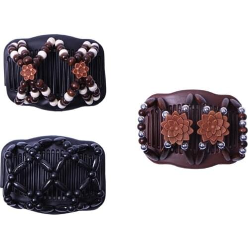 Double Beaded Hair Magic Comb Clip Beads Elasticity Hairpin Stretchy Hair Combs For Women Hair Accessories