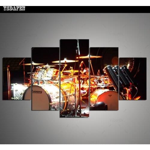 HD Printed 5 Piece Canvas Art Drum Kit painting Canvas Print Wall Pictures for Living Room Home Decor Free Shipping HG-247